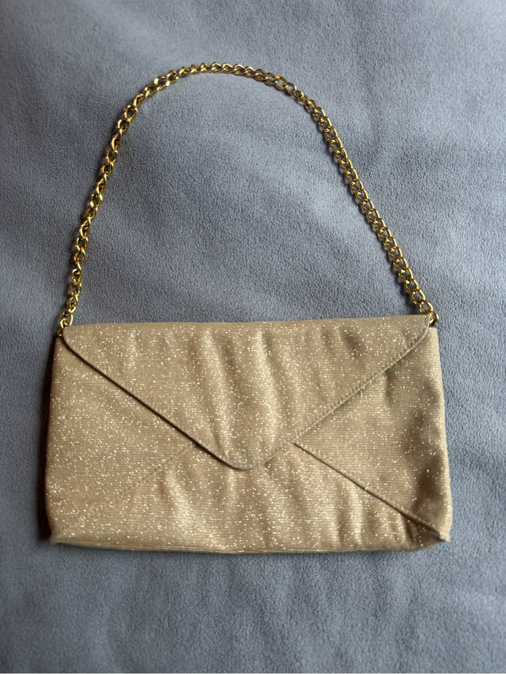 Kenneth Cole Reaction Gold Glitter Envelope Clutch with Chain Strap